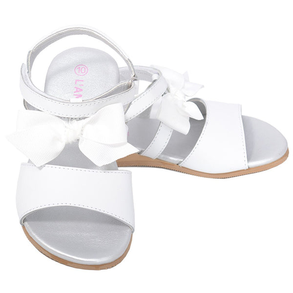 L'Amour White Bow Straps Spring Summer Sandals Toddler Girls 7-10 - SophiasStyle.com